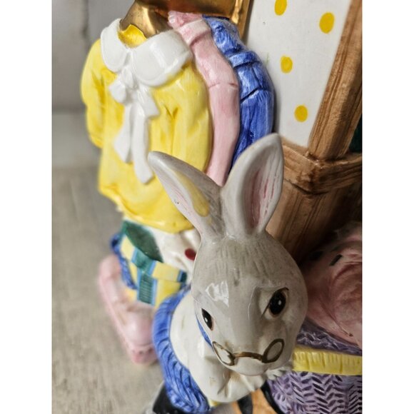 Fitz Floyd cotton tailors Easter AS IS vase 1995 RARE‎ vintage centerpiece as is - Picture 15 of 16